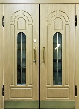 Двустворчатая утепленная дверь термо с отделкой МДФ